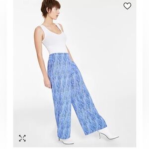 BAR III pull on wide leg pants wavy dot print